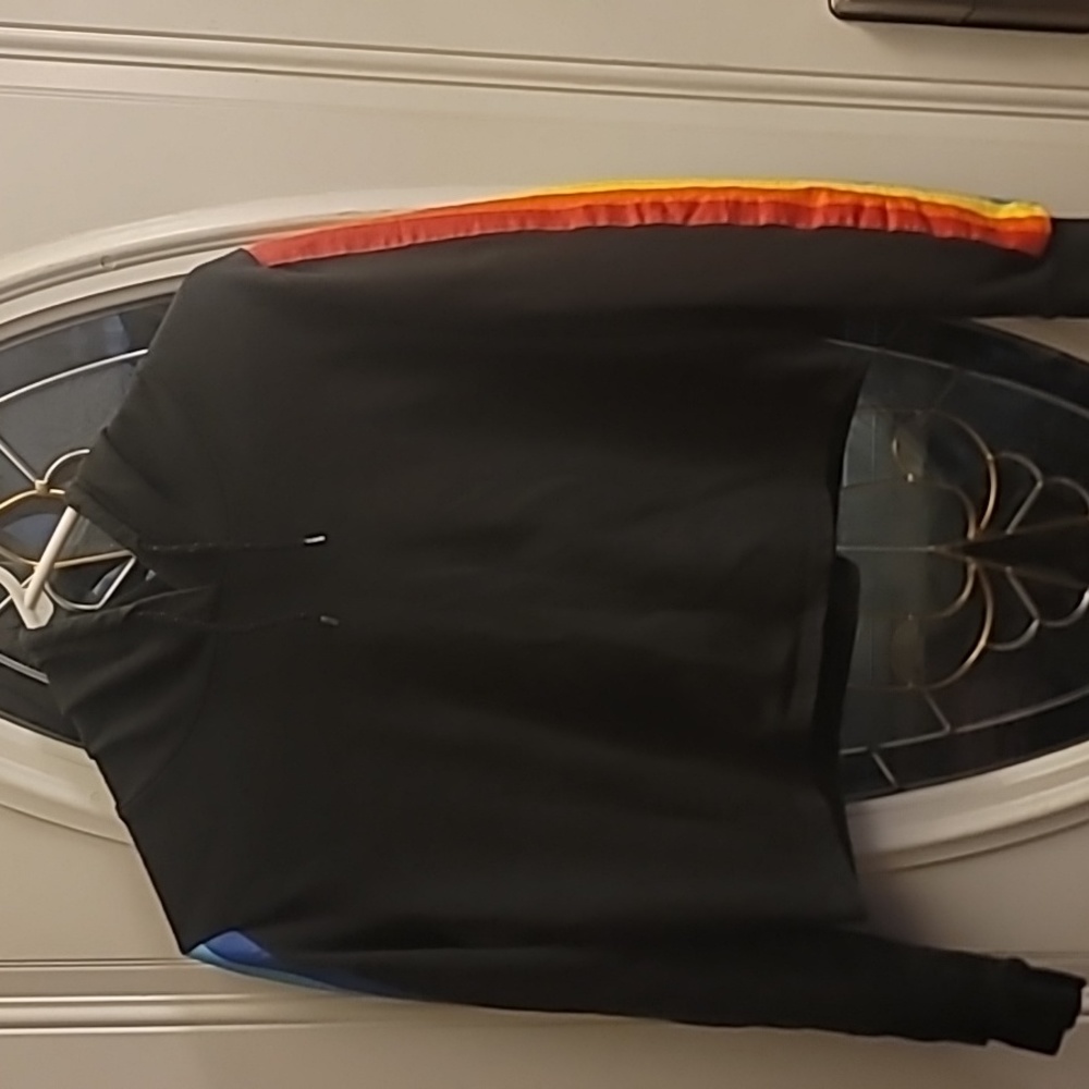 *Vintage On Fire Rainbow Sleeves Cropped Hoodie Size Medium